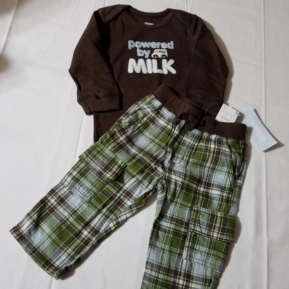 Gymboree Little Milkman Vintage Plaid Pants & Bodysuit set 12-18 month NWT